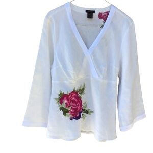 NWOT Silkland White Linen Top